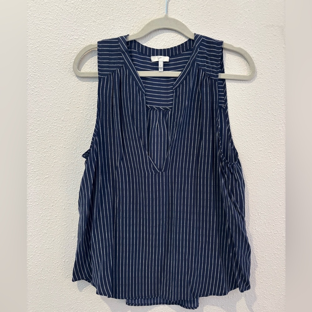 Joie Silk Shell Tank Navy White Rope Nautical size Large